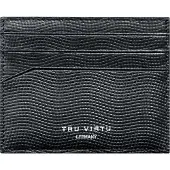 Tru Virtu Leren Kaarthouder Soft Wallet Lizard Black / Black Zwart