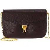 Coccinelle Leren Schoudertas Beat Soft Crossbody Darkbrown Donkerbruin