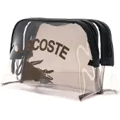 Lacoste toilettas Double Make Up Pouch Transparent Noir Ermine transparant