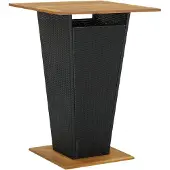 Syfax Bartafel 80x80x110 cm poly rattan en massief acaciahout zwart