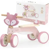 Polar B Houten Loopfiets Vos – Houten Driewieler voor Baby’s (12+ mnd) – Stevige Fiets met Veiligheidssturing