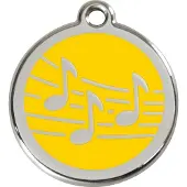 Red Dingo Music Yellow roestvrijstalen hondenpenning large/groot dia. 3,8 cm