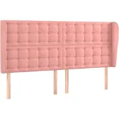 vidaXL Hoofdbord met randen 183x23x118/128 cm fluweel roze