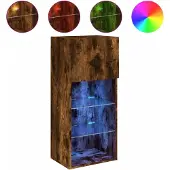 vidaXL Tv-meubel met LED-verlichting 40,5x30x90 cm gerookt eikenkleur