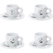Bialetti Koffiekopjes met Schotels – Set van 4 – Porselein – Wit – Origineel Italiaans Design