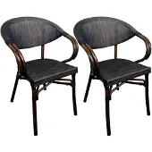 CLP Madetta Set van 2 Tuinstoelen - stapelbaar - aluminium houtlook - met armleuningen - 200 kg - koffie