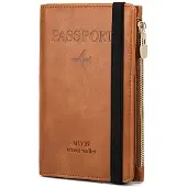 INF Slanke RFID-blokkerende paspoorthouder - Multifunctionele reisorganizer LightBrown