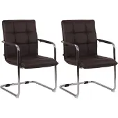 CLP Set van 2 stoelen Gandia, kunstleer, met armleuningen, zwart frame, zwarte kleur