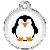 Red Dingo Penguin roestvrijstalen hondenpenning large/groot dia. 3,8 cm