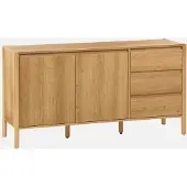 Sweeek Dressoir houteffect 2 deuren 3 lades 150cm Naturel