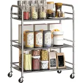 HOMCOM Keukenwagen - RVS 201 - 60x35x77cm - Zilver