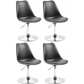 CLP Set van 4 eetkamerstoelen Maverick, kunststof, draaibaar en traploos verstelbaar, zwart, met chroomkleurig frame
