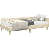vidaXL Hoekbedframe met Matras Anders met hoofdeinde 2 st Crème Stof