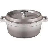 Sola Braadpan met deksel Gietijzer - Grijs - ø 24 cm / 3.2 Liter - geëmailleerde anti-aanbaklaag