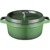 Sola Braadpan met deksel Gietijzer - Groen - ø 28 cm / 5 Liter - geëmailleerde anti-aanbaklaag