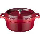 Sola Braadpan met deksel Gietijzer - Rood - ø 28 cm / 5 Liter - geëmailleerde anti-aanbaklaag