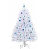 vidaXL Kunstmatige Hinged Kerstboom Wit 150 cm PVC en Staal