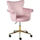 Beliani VELENCIA - Bureaustoel - Pastelroze - Fluweel