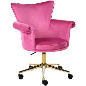 Beliani VELENCIA - Bureaustoel - Fuchsiaroze - Fluweel