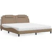 Prolenta Maison Exclusive - Bed "Viana" met Cappuccino matras, 180x200 cm, kunstleer