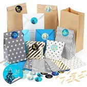 Sonstiges Adventskalender om zelf te vullen, 26 papieren zakjes, doe-het-zelf kerstkalender, blauw