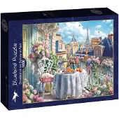 Blue Bird Breakfast on the Balcony in Paris Puzzel 1000 Stukjes