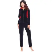 Merry Style – Dames Huispak – Vrijetijdspak – Velours – MS-MG-F-SUIT2 – Marineblau/Rot – XXXXL