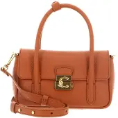 Coccinelle Leren schoudertas handtas C-Me Lock Mini Bag Grained Leather Crab Lichtbruin