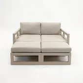 Vita Grosso 4-zits bank + 2x hocker beige