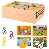Woody doos dieren rijgen met veters 90920.