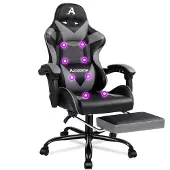 ALFORDSON Bequemer & Massage-Gamer-Stuhl: Verstellbare Rückenlehne (90°-150°) + 8-Punkt-Massage. Optimale Unterstützung für Kopf, Schultern & Taille. Ideal für Arbeit, Gaming & Entspannung.