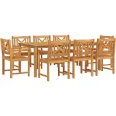 vidaXL Tuin Eettafel Set 9 st 8-zits Bruin Massief Acacia Hout