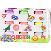 Playgo klei set neon kleuren - 9 potjes zachte klei 56 gram.