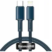 Baseus High Density Braided Usb-C Naar Lightning-Kabel, 20W, 5A, Pd, 1M (Blauw)