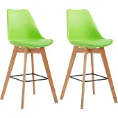 CLP Set van 2 barkrukken Metz, kunststof met rugleuning en voetsteun | Kleur: zwart, frame: naturel