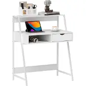 HOMCOM -Bureau met planken-80x50x100cm-Spaanplaat-Wit