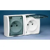 Kontakt-Simon Contactdoos, type AQGZ1-2/11A, wit, kunststof, IP54, 250 V, 122 mm, 46 mm