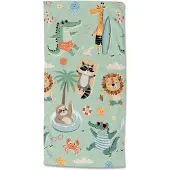 Good Morning Kinder Strandlaken Velours Soleil 75x150cm - green
