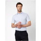 Desoto Casual Slim Fit Jersey overhemd lichtblauw, Gestreept