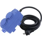 Q-Link Stekkerblok – 4–voudig – IP54 – 3 x 1.5 mm² – 5 m – blauw