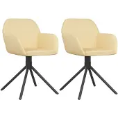vidaXL Eetkamerstoelen draaibaar 2 st fluweel crèmekleurig