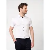 Desoto Casual Slim Fit Jersey overhemd wit, Effen