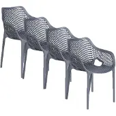 Garden Impressions Air XL kunststof tuinstoel donker grijs 4 stuks