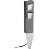 ALBERT LEUCHTEN Eddi IP44 dubbele wandcontactdooszuil met grondpin, alu / grijs / zink, Aluminium