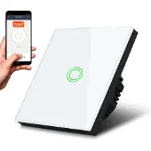 Macleans Slimme touch-schakelaar voor verlichting, WiFi, glas, Tuya-compatibel, LED, 86x86 mm, waterdicht
