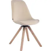 CLP Essstoel Troyes, fluweel, vierkant, draaibaar, met hoekige houten poten, crème kleurig frame, natuurlijke kleur