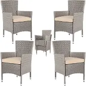 Casaria Polyrotan Tuinstoelen 4 Stuks Crème/Beige stapelbaar