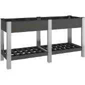 vidaXL Plantenbak verhoogd met schap 150x50x75 cm HKC grijs