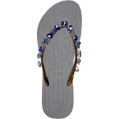 Uzurii Hartvormige blauwe teenslippers zilver