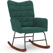 vidaXL schommelstoel fluweel - donkergroen, 61 x 78 x 98 cm